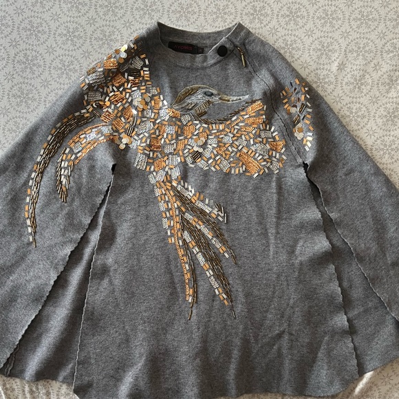 Embellished Cape Sweater / Jacket Gold & Gray - Picture 5 of 5